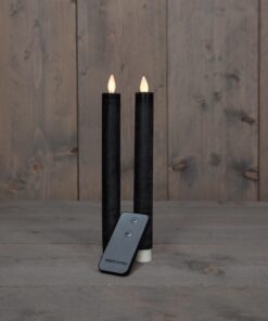 Diner kaars wax rustiek zwart, bewegende vlam LED