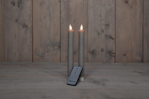 Diner kaars wax rustiek taupe, bewegende vlam LED