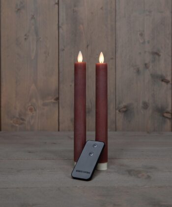 Diner kaars wax rustiek antiek roze, bewegende vlam LED