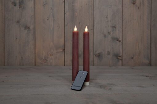 Diner kaars wax rustiek antiek roze, bewegende vlam LED