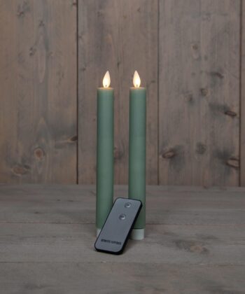 Diner kaars wax rustiek jade groen, bewegende vlam LED
