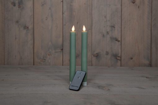 Diner kaars wax rustiek jade groen, bewegende vlam LED
