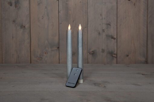 Diner kaars wax rustiek zilver, bewegende vlam LED