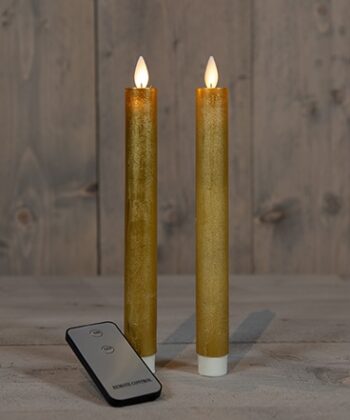 Diner kaars wax rustiek goud, bewegende vlam LED