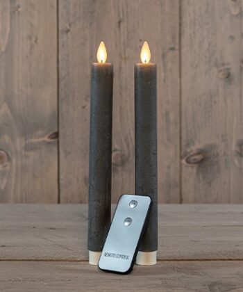 Diner kaars wax rustiek grijs, bewegende vlam LED