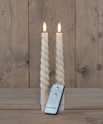 Diner kaars wax rustiek ivoor swirl, bewegende vlam LED