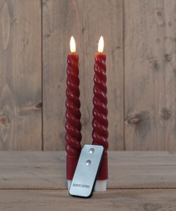 Diner kaars wax rustiek bordeaux swirl, bewegende vlam LED