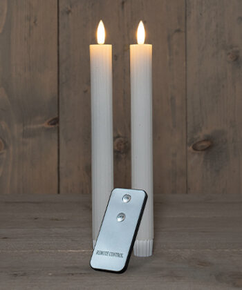 Diner kaars wax rustiek wit ribbel, bewegende vlam LED