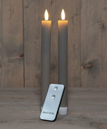 Diner kaars wax rustiek taupe ribbel, bewegende vlam LED