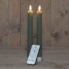 Diner kaars wax rustiek jade groen ribbel, bewegende vlam LED