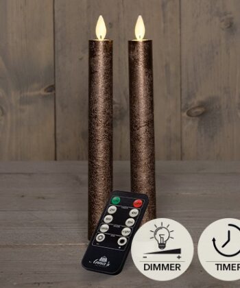 Diner kaars wax rustiek brons, bewegende vlam LED