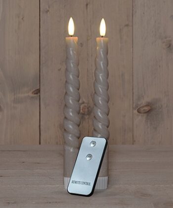 Diner kaars wax rustiek taupe swirl, bewegende vlam LED