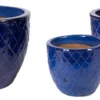 Glazed Cross Egg Pot Blue