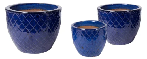 Glazed Cross Egg Pot Blue