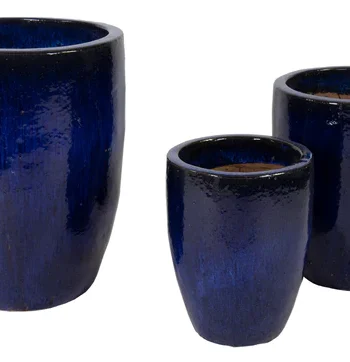 Glazed Egg Vase Falling Blue