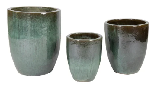 Glazed Egg Vase Moss Green