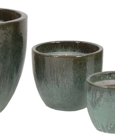 Glazed Egg Pot Moss Green