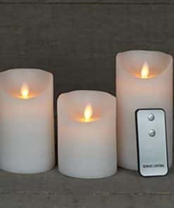 Kaars wax rustiek wit, bewegende vlam