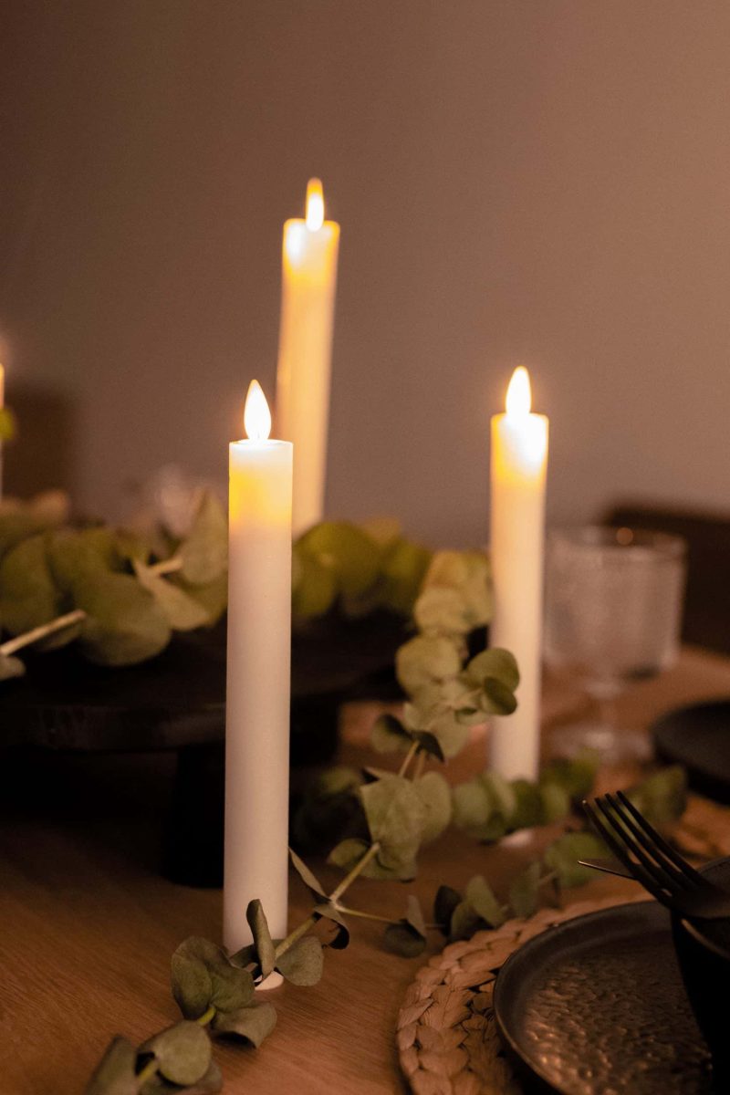 Diner kaars wax rustiek jade groen, bewegende vlam LED - Afbeelding 2