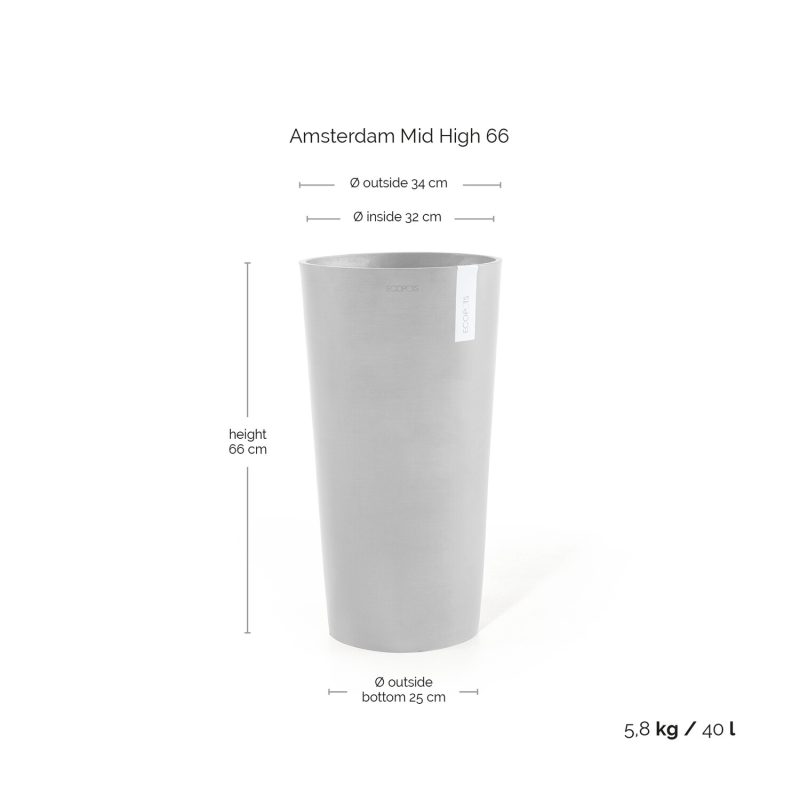 Ecopots Amsterdam Grijs hoog - Afbeelding 3