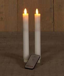 Diner kaars wax rustiek wit, bewegende vlam LED