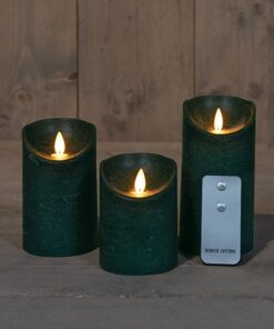 Kaars wax rustiek antiek groen, bewegende vlam