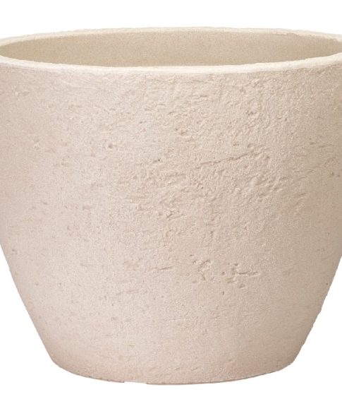 Bloempot Kunststof rond steenmotief - Zandkleur
